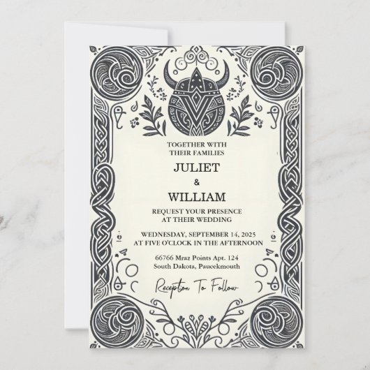 Celtic Nordic Medieval Scroll Einladung (Vorderseite)