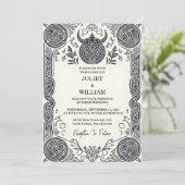 Celtic Nordic Medieval Scroll Einladung (Stehend Vorderseite)