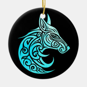 Celtic Nordic Winter Fox Keramik Ornament