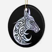 Celtic Nordic Winter Fox Keramik Ornament (Links)