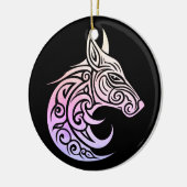 Celtic Nordic Winter Fox Keramik Ornament (Links)