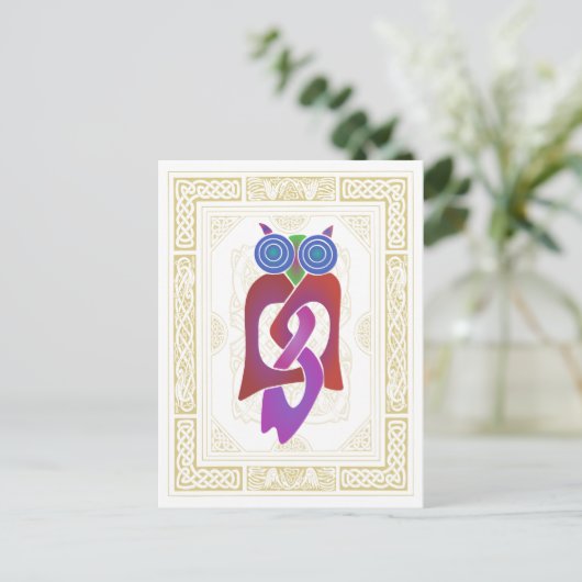 Celtic Owl II Postkarte (Stehend Vorderseite)
