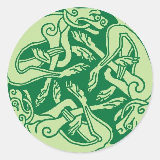 Celtic pattern with dogs - green runder aufkleber (Vorderseite)