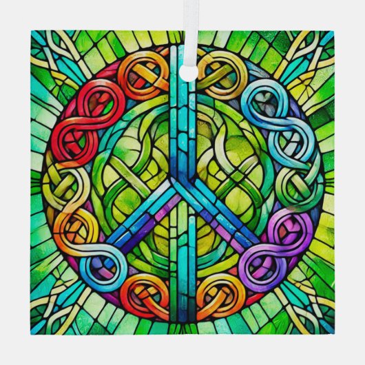 Celtic Peace Symbol Suncatcher Glass Ornament Aus Glas (Rückseite)