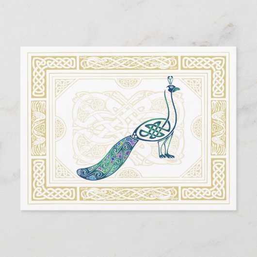 Celtic Peacock Postkarte (Vorderseite)