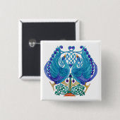 Celtic Peacocks Square Button Abzeichen (Vorne & Hinten)