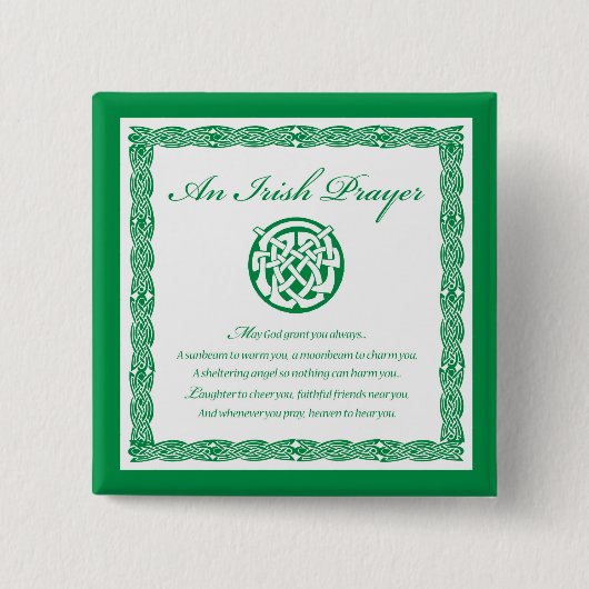Celtic Prayer St. Patrick's Day Button (Vorderseite)