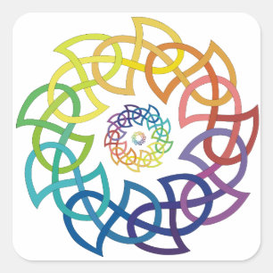 Celtic Rainbow Knüpfarbeit Quadratischer Aufkleber