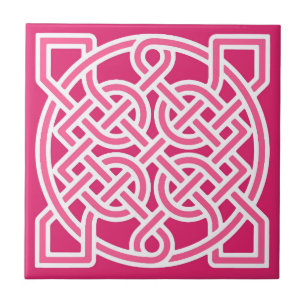 Celtic Sailor's Knot, Fuchsia Pink und White Fliese