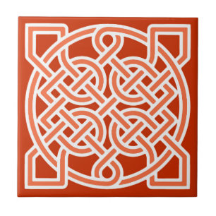 Celtic Sailor's Knot, Mandarin Orange und White Fliese