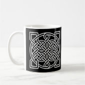 Celtic Sailor's Knot, weiß auf schwarzem Hintergru Kaffeetasse (Links)
