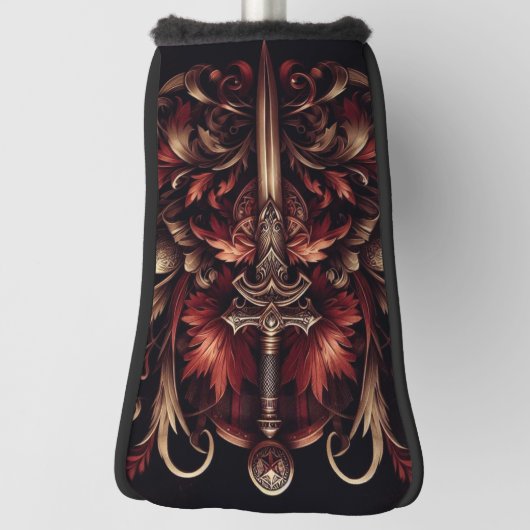 Celtic Scottish Red und Bronze Sword Golf Headcover (Rotieren 90)