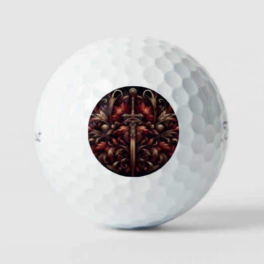 Celtic Scottish Red und Bronze Sword Golfball (Vorderseite)