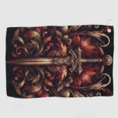 Celtic Scottish Red und Bronze Sword Golfhandtuch (Horizontal)