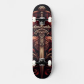 Celtic Scottish Red und Bronze Sword Skateboard (Vorderseite)