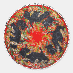 Celtic Scottish Terrier Medallion Runder Aufkleber