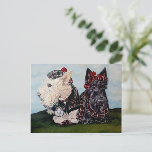 Celtic Scottish Terriers Postkarte (Stehend Vorderseite)