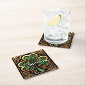 Celtic Shamrock Coaster Rechteckiger Pappuntersetzer (Vor Ort)