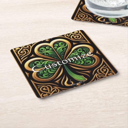 Celtic Shamrock Coaster Rechteckiger Pappuntersetzer (angewinkelt)