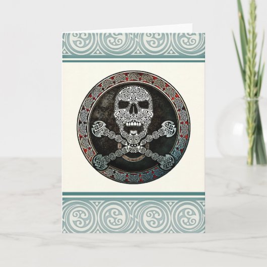 Celtic Skull & Crossbones Grußkarte Karte (Vorderseite)