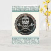 Celtic Skull & Crossbones Grußkarte Karte (Gelbe Blume)