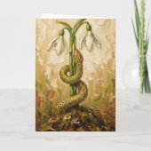 Celtic Snake Snowdrops Imbolc Rebirth Fantasy Art Karte (Rückseite)
