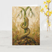 Celtic Snake Snowdrops Imbolc Rebirth Fantasy Art Karte (Gelbe Blume)
