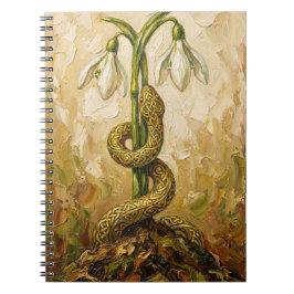 Celtic Snake Snowdrops Imbolc Rebirth Fantasy Art Notizblock