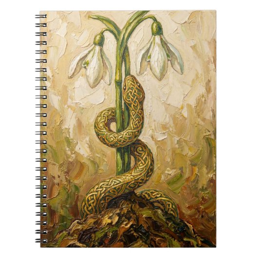 Celtic Snake Snowdrops Imbolc Rebirth Fantasy Art Notizblock (Vorderseite)