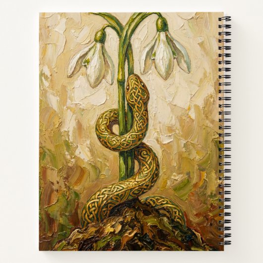 Celtic Snake Snowdrops Imbolc Rebirth Fantasy Art Notizblock (Rückseite)
