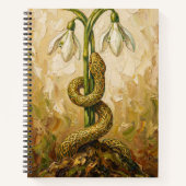 Celtic Snake Snowdrops Imbolc Rebirth Fantasy Art Notizblock (Vorderseite)