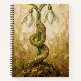 Celtic Snake Snowdrops Imbolc Rebirth Fantasy Art Notizblock