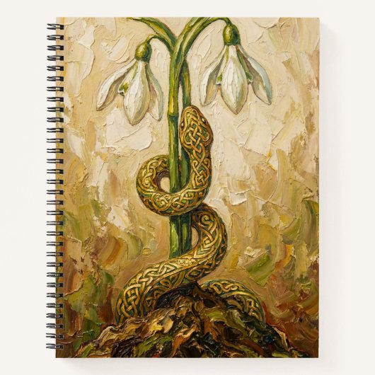 Celtic Snake Snowdrops Imbolc Rebirth Fantasy Art Notizblock (Vorderseite)