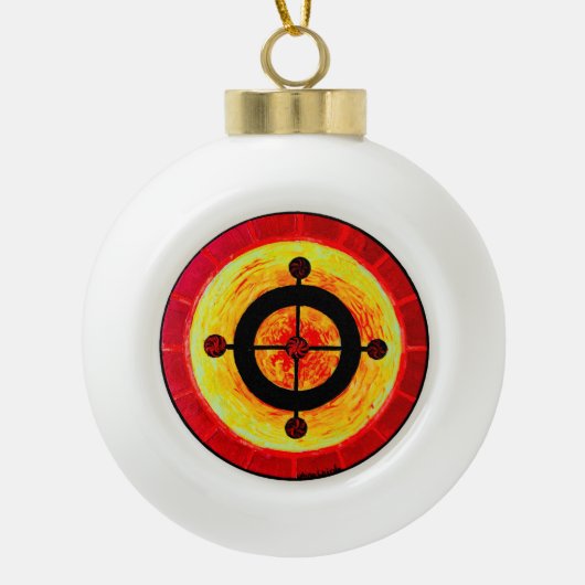 Celtic-Solarsymbol Keramik Kugel-Ornament (Vorderseite)
