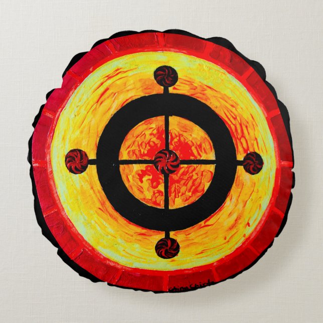 Celtic-Solarsymbol Rundes Kissen (Vorderseite)