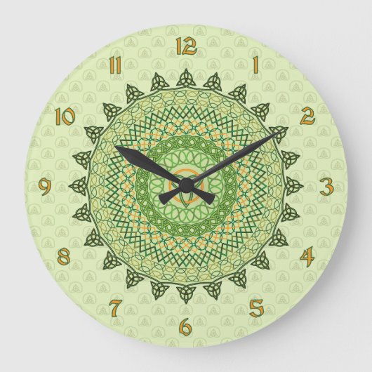 Celtic St. Patty's Day Clock Große Wanduhr (Vorderseite)