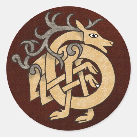 Celtic Stag Runder Aufkleber (Vorderseite)