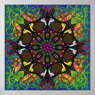 Celtic Stared Glass Bohemisch Tribal Mandala Tile Poster