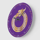 Celtic Style Gold Toned Ouroboros Large Clock Große Wanduhr (Winkel)