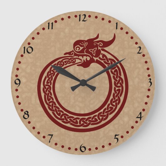 Celtic Style Ouroboros Große Wanduhr (Vorderseite)