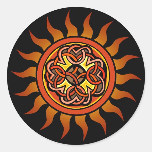 Celtic Sun 4 Runder Aufkleber (Vorderseite)