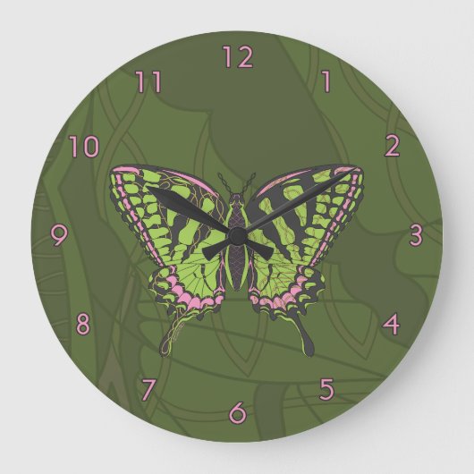 Celtic Swallowtail Clock Große Wanduhr (Vorderseite)
