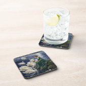 Celtic Swans Moonlit Lake Night Fantasy Art Getränkeuntersetzer (Rechte Seite)