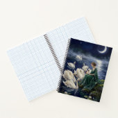 Celtic Swans Moonlit Lake Night Fantasy Art Notizblock (Innenseite)