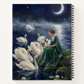 Celtic Swans Moonlit Lake Night Fantasy Art Notizblock (Rückseite)