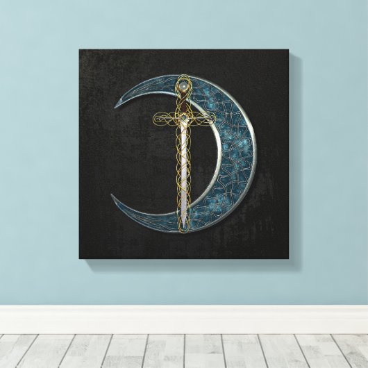 Celtic Sword and Moon Leinwanddruck (Insitu (Holzboden))