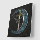 Celtic Sword and Moon Quadratische Wanduhr (Winkel)