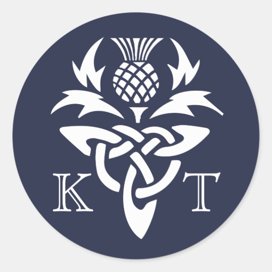 Celtic Thistle Initials - Navy Runder Aufkleber (Vorderseite)