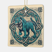 Celtic Tiger Beige Square Keramikornament (Links)
