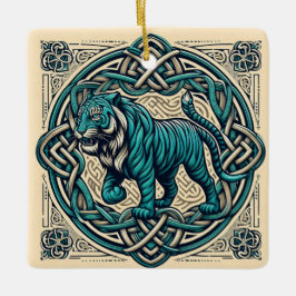 Celtic Tiger Beige Square Keramikornament